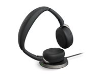 Jabra Evolve2 65 Flex MS Stereo - Headset - på örat - Bluetooth - trådlös - aktiv brusradering - USB-A - svart - med trådlös laddningsplatta - Certifierad för Microsoft-teams 26699-999-989