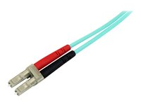 StarTech.com Aqua OM4 Duplex Multimode Fiber - 2m / 6 ft - 100 Gb - 50/125 - OM4 Fiber - LC to LC Fiber Patch Cable (450FBLCLC2) - Nätverkskabel - LC multiläge (hane) till LC multiläge (hane) - 2 m - 2 m - fiberoptisk - duplex - 50/125 mikron - OM4 - havsblå 450FBLCLC2