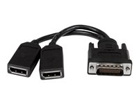 StarTech 20 cm DMS-59 till Dual DisplayPort-adapterkabel - 4K x 2K Video - LFH DMS 59-stift (M) till 2x DisplayPort 1.2 (F) Y-splitterkabel - LFH-grafikkort till dubbla DP-skärmar - Bildskärmsdelare - DisplayPort (hona) till DMS-59 (hane) - 20.3 cm - formpressad, tumskruvar - svart DMSDPDP1