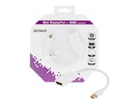 DELTACO - Adapterkabel - Mini DisplayPort hane till HDMI hona - 20 cm - vit DP-HDMI17-K