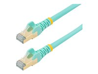 StarTech.com 7.5m CAT6A Ethernet Cable, 10 Gigabit Shielded Snagless RJ45 100W PoE Patch Cord, CAT 6A 10GbE STP Network Cable w/Strain Relief, Aqua, Fluke Tested/UL Certified Wiring/TIA - Category 6A - 26AWG (6ASPAT750CMAQ) - Patch-kabel - RJ-45 (hane) till RJ-45 (hane) - 7.5 m - STP - CAT 6a - formpressad, hakfri - havsblå 6ASPAT750CMAQ