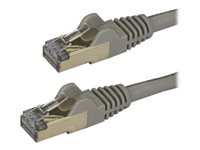 StarTech.com Cat6a Ethernet-kabel - skärmad (STP) - 2 m, grå - Patch-kabel - RJ-45 (hane) till RJ-45 (hane) - 2 m - STP - CAT 6a - formpressad, hakfri - grå 6ASPAT2MGR