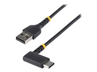 StarTech 1ft (30cm) USB A to C Charging Cable Right Angle, Heavy Duty Fast Charge USB-C Cable, USB 2.0 A to Type-C, Durable and Rugged Aramid Fiber, 3A, S20/iPad/Pixel - High Quality USB Charging Cord (R2ACR-30C-USB-CABLE) - USB-kabel - USB (hane) rak till USB-C (hane) högervinklad - Thunderbolt 3 / USB 2.0 - 3 A - 30 cm - svart R2ACR-30C-USB-CABLE