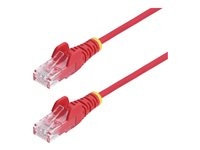 StarTech.com - Patch-kabel - RJ-45 (hane) till RJ-45 (hane) - 25 cm - 3.6 mm - UTP - CAT 5/5e/6 - IEEE 802.3bt - halogenfri, hakfri, rak - röd N6PAT25CMRDS