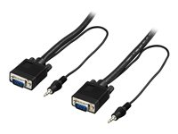 DELTACO - VGA-kabel - mini-phone stereo 3.5 mm, HD-15 utan stift 9 (hane) till mini-phone stereo 3.5 mm, HD-15 utan stift 9 (hane) - 2 m - svart RGB-7B