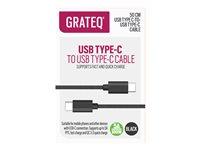 GRATEQ - USB-kabel - 24 pin USB-C (hane) till 24 pin USB-C (hane) - ac 100- 240 V - 5 A - 50 cm - USB-strömförsörjning (100W) - svart 85064QC