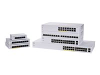 Cisco Business 110 Series 110-24PP - Switch - ohanterad - 12 x 10/100/1000 (PoE) + 12 x 10/100/1000 + 2 x kombinations-Gigabit SFP - rackmonterbar, skrivbordsmodell, väggmonterbar - PoE (100 W) - återanvänd CBS110-24PP-EU-RF