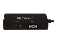 StarTech.com USB-C-videoadapter med flera portar - 3-i-1 - 4K 30Hz - svart - Videokort - 24 pin USB-C hane till HD-15 (VGA), DVI-I, HDMI hona - 15 cm - svart - aktiv omvandlare, 4K 30 Hz (3840 x 2160) stöd (HDMI), 1920 x 1200 (WUXGA) stöd 60 Hz (DVI och VGA) CDPVGDVHDBP