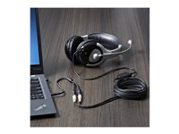 StarTech.com 4 Position to 2x 3 Position 3.5mm Headset Splitter Adapter - Headset-delare - 4-poligt minijack hane till minijack hona - 20 cm - svart - för P/N: DK30A2DH, DK30CHDDPPD, DK30CHDPPDUE, MST30C2HDPPD, USB3SMDOCK4K, USB3VDOCKD MUYHSMFF