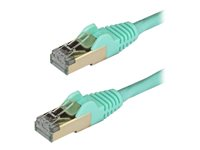 StarTech.com 1.5m CAT6A Ethernet Cable, 10 Gigabit Shielded Snagless RJ45 100W PoE Patch Cord, CAT 6A 10GbE STP Network Cable w/Strain Relief, Aqua, Fluke Tested/UL Certified Wiring/TIA - Category 6A - 26AWG (6ASPAT150CMAQ) - Patch-kabel - RJ-45 (hane) till RJ-45 (hane) - 1.5 m - STP - CAT 6a - formpressad, hakfri - havsblå 6ASPAT150CMAQ