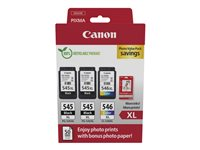 Canon PG-545 XL/CL-546XL Photo Value Pack - 3-pack - svart, färg (cyan, magenta, gul) - original - bläckpatron/papperssats - för P/N: 0727C068, 727C076 8286B015
