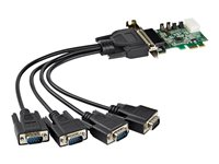 StarTech.com 4-portars PCI Express RS232-seriellt adapterkort - PCIe RS232-seriellt värdstyrenhetskort - PCIe till seriell DB9 - 16950 UART - Expansionskort med låg profil - Windows/Linux - Seriell adapter - PCIe låg profil - RS-232 x 4 PEX4S953LP