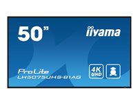 iiyama ProLite LH5075UHS-B1AG - 50" Diagonal klass (49.5" visbar) LED-bakgrundsbelyst LCD-skärm - digital skyltning - med inbyggd mediespelare, SDM Slot PC - Android - 4K UHD (2160p) 3840 x 2160 - mattsvart LH5075UHS-B1AG