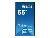 iiyama ProLite LH5541UHS-B2 - 55" Diagonal klass (54.6" visbar) LED-bakgrundsbelyst LCD-skärm - digital skyltning - 4K UHD (2160p) 3840 x 2160 - svart, glättat LH5541UHS-B2