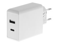 Insmat - Strömadapter - 65 Watt - 3.25 A - PD 3.0, QC 3.0 - 2 utdatakontakter (USB, 24 pin USB-C) - vit 530-9365