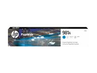 HP 981A - 70 ml - cyan - original - PageWide - bläckpatron - för PageWide Enterprise Color MFP 586; PageWide Managed Color E55650 J3M68A