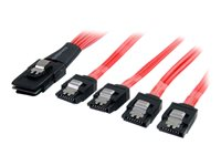 StarTech.com 50cm Serial Attached SCSI SAS Cable - SFF-8087 Plug to 4x Latching SATA (female) - Mini SAS to SATA Cable (SAS8087S450) - SATA/SAS-kabel - Serial ATA 150/300/600 - 4-vägs - SATA (R) till 36 stifts 4i Mini MultiLane (P) - 50 cm - sprintlåsning - röd SAS8087S450