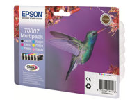 Epson T0807 Multipack - 6-pack - 44.4 ml - svart, gul, cyan, magenta, ljus magenta, ljus cyan - original - blister - bläckpatron - för Stylus Photo P50, PX650, PX660, PX700, PX710, PX720, PX730, PX800, PX810, PX820, PX830 C13T08074011