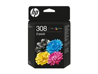 HP 308 - 2-pack - svart, gul, cyan, magenta - original - box - bläckpatron - för P/N: 714L9B#686 6L6S6UE