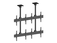 Multibrackets M Ceiling Mount Pro MBC2X2U - Monteringssats (2 takplattor, 6 skenor, 4 stångklämmor, 8 fasta armar, 8 förlängningsrör (80 cm), 2 skydd för takplattor) - för 4 LCD-bildskärmar - aluminium, stål - svart - skärmstorlek: 40"-65" - takmonterbar 7350073733552