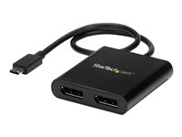 StarTech.com USB-C till DisplayPort-flerskärmsadapter - MST-hubb med 2 portar - DisplayPort-adapter - 24 pin USB-C (hane) till DisplayPort (hona) - Displayport 1.2/Thunderbolt 3 - 38.6 m - USB-ström, 4K30 Hz (3840 x 2160) stöd, 2560 x 1600 (WQXGA)-stöd 60 Hz - svart - för P/N: BNDTB10GI, BNDTB210GSFP, BNDTB310GNDP, BNDTB410GSFP, BNDTB4M2E1, BNDTBUSB3142 MSTCDP122DP