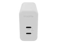 mophie speedport 67 - Strömadapter - 67 Watt - PD, Fast Charge - 2 utdatakontakter (USB-C) - vit - Europa 409909304