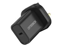 OtterBox - ProPack Packaging - strömadapter - 20 Watt - PD (USB-C) - svart - Storbritannien 78-81364