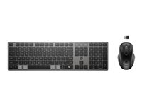 HP 725 - Sats med tangentbord och mus - flera enheter, uppladdningsbar, drivs av SuperCapacitor - full size - trådlös - 2.4 GHz, Bluetooth - hela norden - svart kvällning - Smart Buy 9T5B0UT#UUW