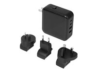 Targus - Strömadapter - GaN - 100 Watt - PD - 4 utdatakontakter (2 x USB-C, 2 x 9-stifts USB typ A) - svart APA109GL