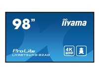 iiyama ProLite LH9875UHS-B2AG - 98" Diagonal klass (97.5" visbar) LED-bakgrundsbelyst LCD-skärm - digital skyltning - med inbyggd mediaplayer / valfri slot-in PC-funktionalitet - 4K UHD (2160p) 3840 x 2160 - svart ram med matta ytor LH9875UHS-B2AG