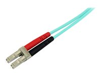 StarTech.com Aqua OM4 Duplex Multimode Fiber - 1m / 3 ft - 100 Gb - 50/125 - OM4 Fiber - LC to LC Fiber Patch Cable (450FBLCLC1) - Nätverkskabel - LC multiläge (hane) till LC multiläge (hane) - 1 m - 1 m - fiberoptisk - duplex - 50/125 mikron - OM4 - havsblå 450FBLCLC1