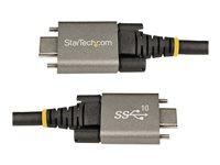 StarTech.com 1 m sidoskruvlåsande USB C-kabel 10 Gbps - USB-IF-certifierad USB-C-kabel - USB 3.1/3.2 Gen 2 Type-C kabel - 100 W (5 A) Power Delivery-laddning, DP alt-läge - Dubbel skruvlåsning - USB-C-kabel ladda/synkronisera - USB-kabel - 24 pin USB-C (hane) rakt/lockande till 24 pin USB-C (hane) rak - USB 3.2 Gen 2 / DisplayPort 1.4 /Thunderbolt 3 - 1 m - stöd för 4K - svart, grå USB31CCSLKV1M