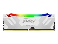 Kingston FURY Renegade RGB - DDR5 - modul - 16 GB - DIMM 288-pin - 6400 MT/s / PC5-51200 - CL32 - 1.4 V - ej buffrad - on-die ECC - vit och silver KF564C32RWA-16