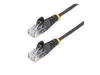 StarTech.com 15m Black Slim CAT6 Ethernet Cable, Snagless, 28AWG, LSZH - Patch-kabel - RJ-45 (hane) till RJ-45 (hane) - 15 m - 3.6 mm - UTP - CAT 5/5e/6 - IEEE 802.3bt - halogenfri, hakfri, koppartrådar - svart N6PAT15MBKS