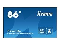 iiyama ProLite LH8675UHS-B1AG - 86" Diagonal klass LED-bakgrundsbelyst LCD-skärm - digital skyltning - med inbyggd mediespelare, SDM Slot PC - Android - 4K UHD (2160p) 3840 x 2160 - svart LH8675UHS-B1AG