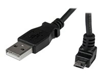 StarTech.com 1m Micro USB Cable Cord - A to Up Angle Micro B - Up Angled Micro USB Cable - 1x USB A (M), 1x USB Micro B (M) - Black (USBAUB1MU) - USB-kabel - mikro-USB typ B (hane) till USB (hane) - USB 2.0 - 1 m - 90° kontakt, formpressad - svart USBAUB1MU