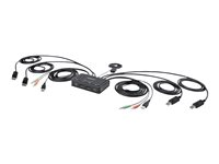 StarTech.com 2-Port Dual-Monitor DisplayPort Cable KVM Switch, 4K 60Hz, Compact KVM with 5ft/1.5m USB-A/DisplayPort/Audio Integrated Cables, Bus Powered - Remote Push Button/Hotkey Switching (C2-DD46-UA2-CBL-KVM) - Omkopplare för tangentbord/video/mus/ljud/USB - kompakt - 2 x KVM/ljud/USB - 1 lokal användare - skrivbordsmodell C2-DD46-UA2-CBL-KVM