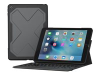 ZAGG Rugged Messenger - Tangentbord och foliefodral - bakgrundsbelyst - Bluetooth - nordisk - svart tangentbord, svart fodral - för Apple 9.7-inch iPad (5:e generation, 6:e generation) I10REU-BBN