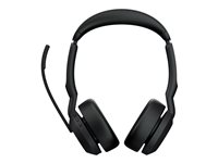 Jabra Evolve2 55 UC Stereo - Headset - på örat - Bluetooth - trådlös - aktiv brusradering - USB-C, USB-A - svart - med laddningsställ - Zoomcertifierad, Cisco Webex Certified, Optimerad för UC, Alcatel-Lucent-certifierad, Avaya-certifierad, Unify-certifierad, MFi-certifierad, Google Meet-certifierad, Amazon Chime-certifierad, Google Fast Pair-certifierad 25599-989-989