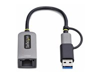 StarTech.com 2.5GbE USB-C to Ethernet Adapter with USB-A Converter - Nätverksadapter - USB-C 3.2 Gen 1 / Thunderbolt 3 - 10M/100M/1G/2.5 Gigabit Ethernet - rymdgrå U2GA-USB-C-ETHERNET