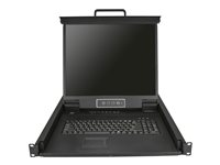 StarTech.com 8-ports rackmonterad KVM-konsol med 1,8 m kablar - Integrerad KVM-switch med 19-tums LCD-skärm - 1U LCD KVM-låda - OSD KVM - Hållbar 50 000 MTBF - USB + VGA-support - KVM-konsol med omkopplare för tangentbord/video/mus - 8 portar - PS/2, USB - USA - engelska (QWERTY) - 19" - kan monteras i rack - 1280 x 1024 - 250 cd/m² - 1000:1 - VGA - svart - 1U RKCONS1908K