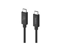 Belkin - USB-kabel - 24 pin USB-C (hane) till 24 pin USB-C (hane) - USB 2.0 / USB 3.0 / USB 3.2 / USB 4.0 /Thunderbolt 3 / Thunderbolt 4 - 2 m - 4K60Hz UHD-stöd, USB-strömförsörjning (240W) - svart INZ004BT2MBK