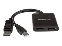 StarTech.com 2-Port Multi Monitor Adapter, DisplayPort 1.2 MST Hub, Dual 4K 30Hz or 1080p, USB Bus Powered, Video Splitter for Extended Desktop Mode on Windows Only, DP to 2x DP MST Hub - Multi Stream Transport (MSTDP122DP) - Linjedelare för video - 2 x DisplayPort - skrivbordsmodell - för P/N: SV231DPU34K MSTDP122DP
