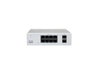 Cisco Meraki MS130R-8P - Switch - Administrerad - 8 x 10/100/1000Base-T + 2 x Gigabit SFP - rackmonterbar, väggmonterbar, DIN-skenmonterbar, skrivbordsmodell - PoE+ (240 W) MS130R-8P-HW