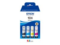 Epson EcoTank 104 - 4-pack - svart, gul, cyan, magenta - original - påfyllnadsbläck - för EcoTank ET-14100, 1810, 2721, 2810, 2811, 2812, 2814, 2815, 2820, 2821, 2825, 2826, 4800 C13T00P640