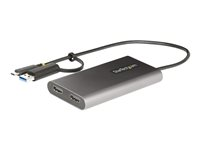 StarTech.com USB-C to Dual-HDMI Adapter, USB-C or A to 2x HDMI, 4K 60Hz, 100W PD Pass-Through, 1ft (30cm) Built-in Cable, External Video Graphics Adapter - USB to HDMI Multi-Monitor Converter for Laptop (109B-USBC-HDMI) - Videokort - TAA-kompatibel - USB typ A, 24 pin USB-C hane till 2 x 19 pin HDMI Type A, 24 pin USB-C hona - 30 cm - grå - stöd för 4K, aktiv 109B-USBC-HDMI