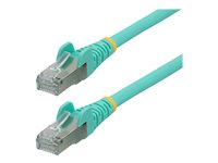 StarTech.com 10m CAT6a Ethernet Cable - Aqua - Low Smoke Zero Halogen (LSZH) - 10GbE 500MHz 100W PoE++ Snagless RJ-45 w/Strain Reliefs S/FTP Network Patch Cord - Patch-kabel - RJ-45 (hane) till RJ-45 (hane) - 10 m - S/FTP - CAT 6a - IEEE 802.3bt - halogenfri, formpressad, hakfri, tvinnad - havsblå NLAQ-10M-CAT6A-PATCH