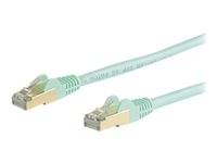 StarTech.com 10m CAT6A Ethernet Cable, 10 Gigabit Shielded Snagless RJ45 100W PoE Patch Cord, CAT 6A 10GbE STP Network Cable w/Strain Relief, Aqua, Fluke Tested/UL Certified Wiring/TIA - Category 6A - 26AWG (6ASPAT10MAQ) - Patch-kabel - RJ-45 (hane) till RJ-45 (hane) - 10 m - STP - CAT 6a - formpressad, hakfri - havsblå 6ASPAT10MAQ